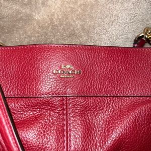 Red Coach Lexy pebbled leather shoulder bag